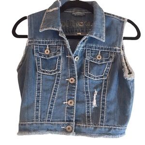 Dollhouse denim distressed vest